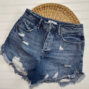 GOOD AMERICAN High Waist Cutoff Denim Shorts